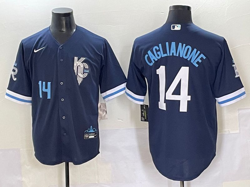 Men 2025 Kansas City Royals #14 Caglianone Blue City Edition Nike MLB Jersey style 4